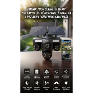 PULNİX SİM KARTLI GÜNEŞ PANELLİ 4 KAMERALI 1 PTZ SOLAR KAMERA 4G AOV TEKNOLOJİSİ