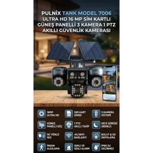 PULNİX 7006 TANK MODEL SİM KARTLI GÜNEŞ PANELLİ 4 KAMERALI 3 PTZ SOLAR KAMERA 4G AOV TEKNOLOJİSİ