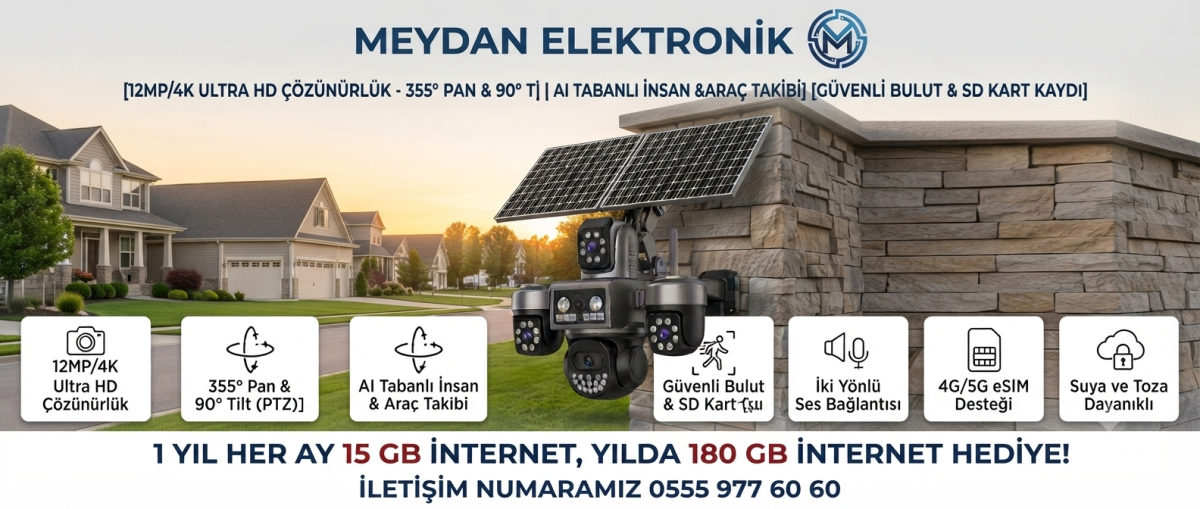 SİM KARTLI GÜNEŞ PANELLİ GÜVENLİK KAMERASI